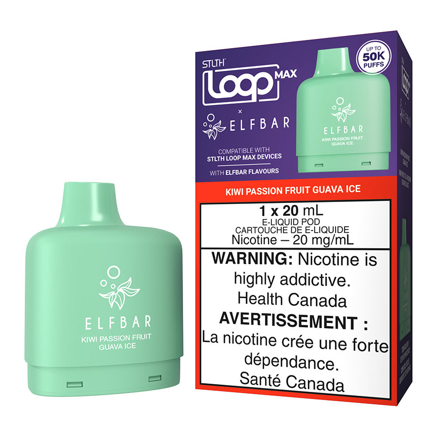 stlth loop max x elf bar e liquid pod pack kiwi passion fruit guava ice 20ml.jpg stlth loop max x elf bar e liquid pod pack kiwi passion fruit guava ice 20ml.jpg