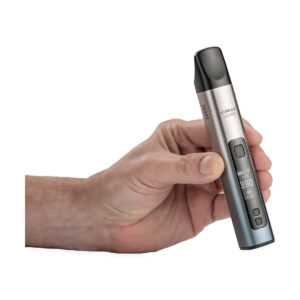 xmax v3 pro vaporizer silver in hand view.jpg